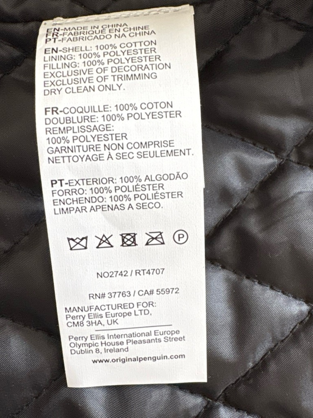Original penguin man’s dark gray sweatshirt with quilted lining. XXL - Picture 4 of 9